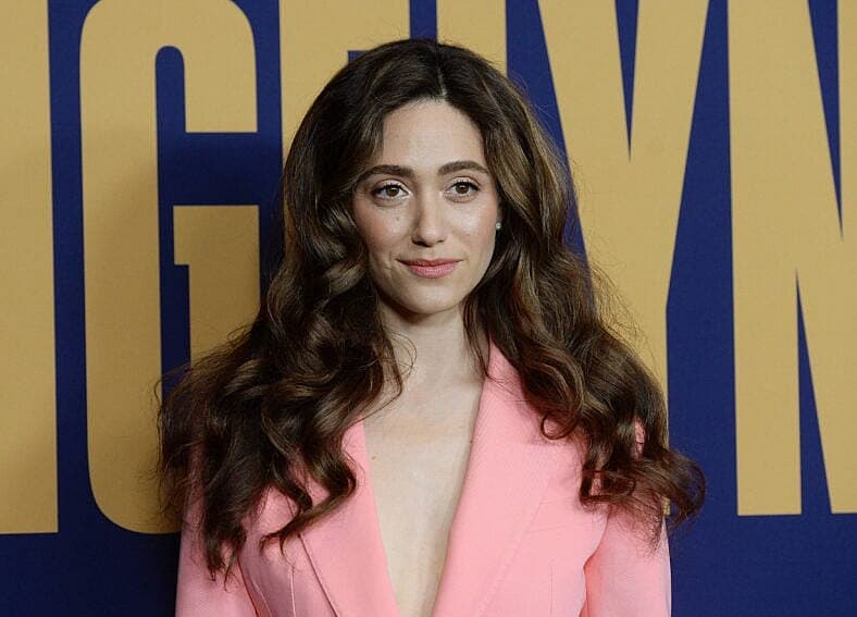 Emmy Rossum on the Angelyne red carpet