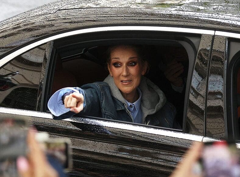 Celine Dion on her way to the opening ceremony of the Paris 2024 Olympic Games