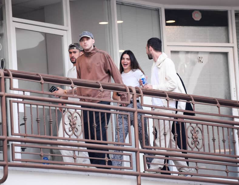 Kendall Jenner and Bad Bunny are seen leaving Sushi Park after dinner with friends