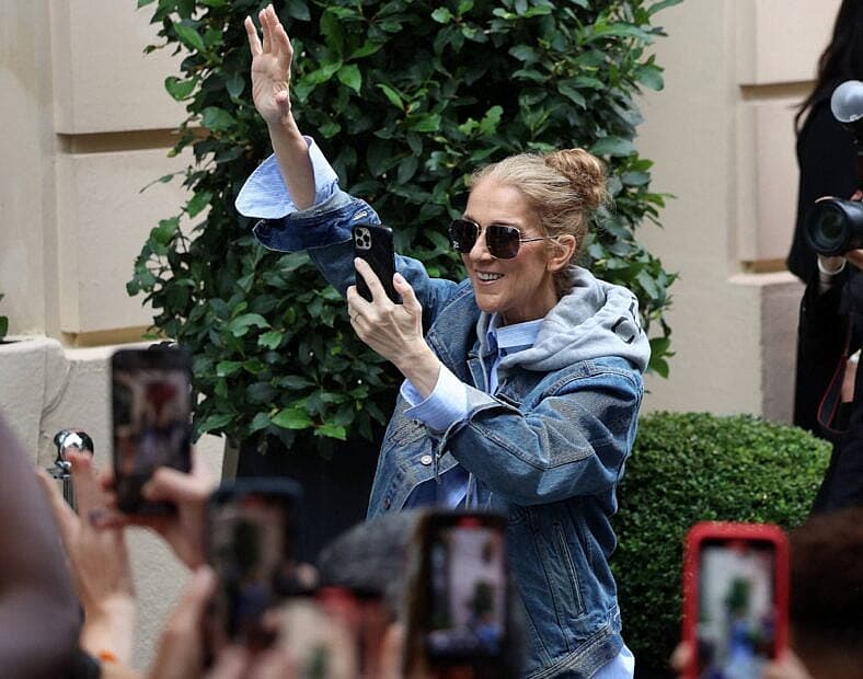 Celine Dion on her way to the opening ceremony of the Paris 2024 Olympic Games