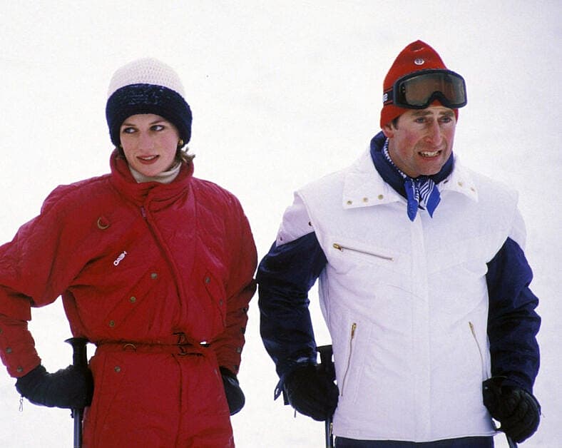 Princess Diana and Prince Charles in the snow