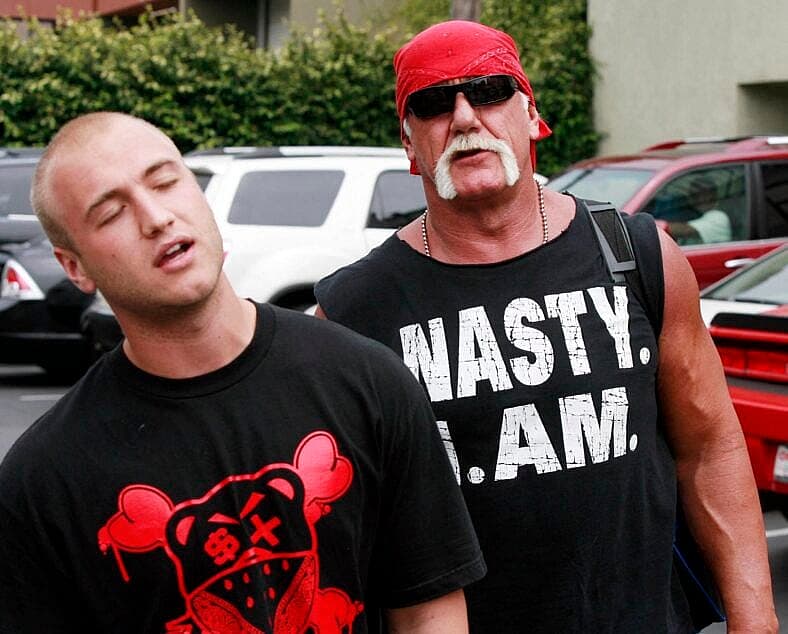HULK HOGAN AND SON NICK AT GOLD'S GYM
