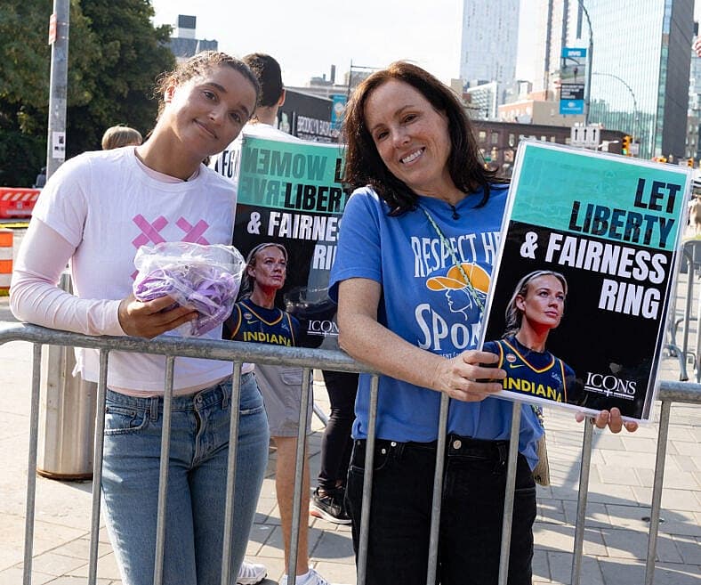 Protest Scenes outside Barclay Center for Indiana Fever vs NY Liberty WNBA