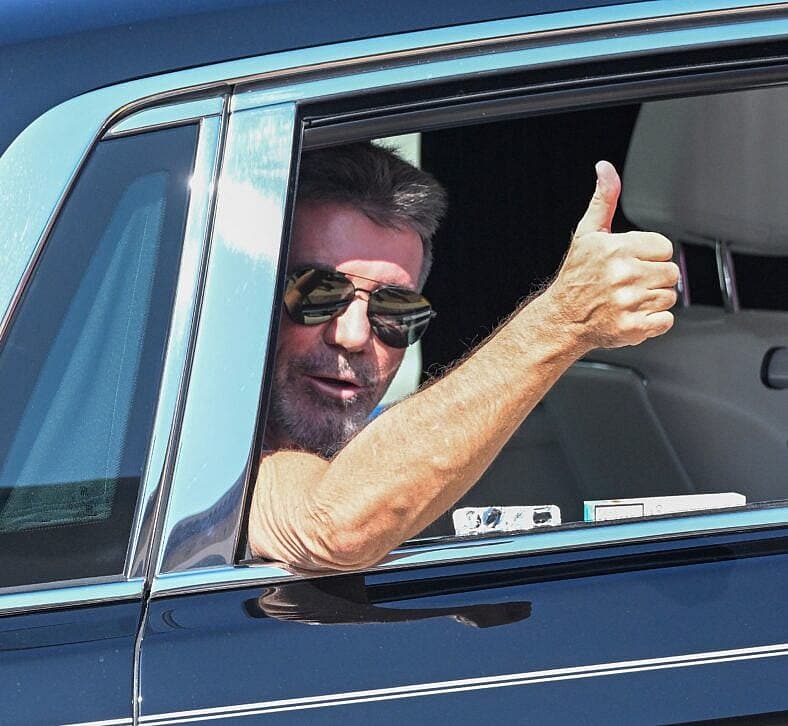 Simon Cowell arrive at Americas Got Talent filming in Pasadena Ca