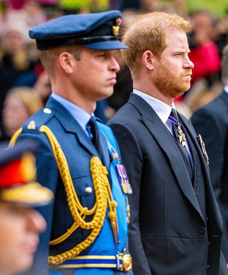 Prince William and Prince Harry at Queen Elizabeth's funeral