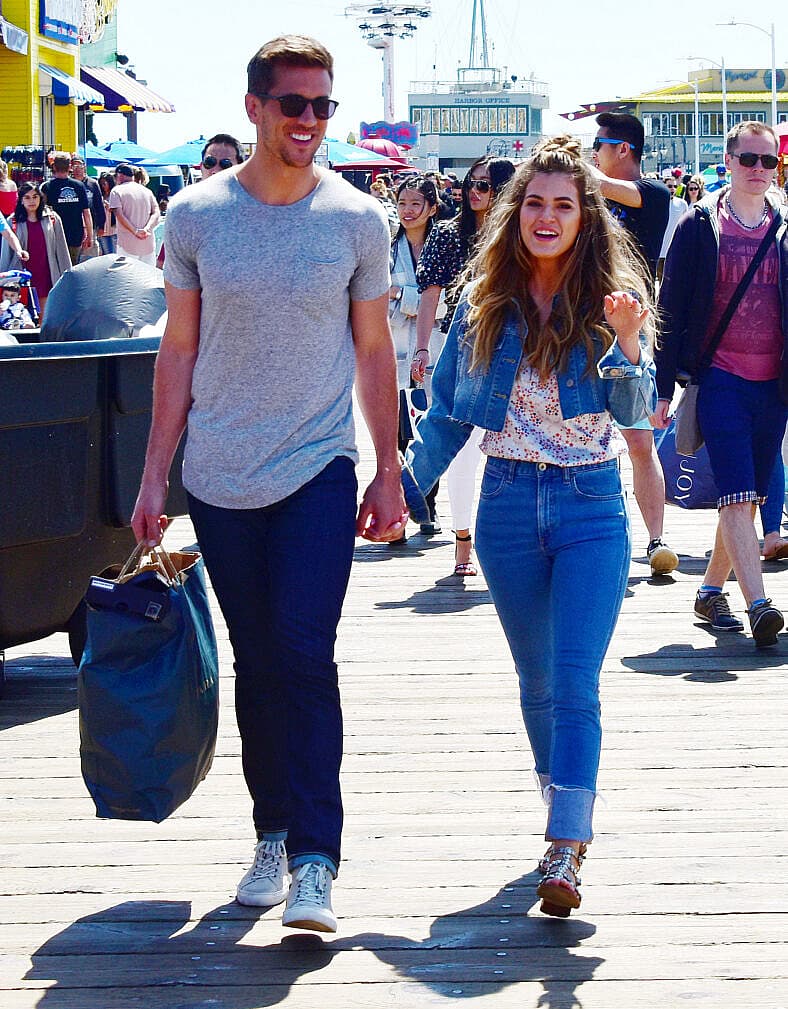 the Bachelorette JoJo Fletcher and her fiancé Jordan Rodgers enjoying the day at the Santa Monica Pier