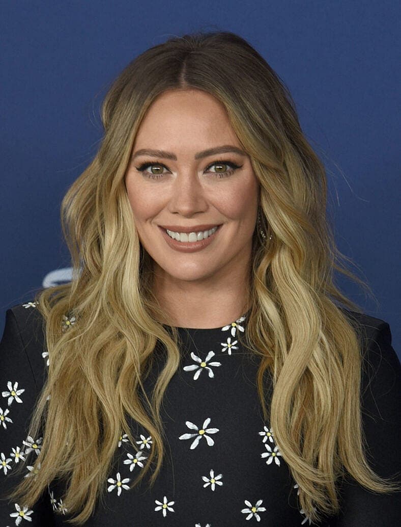Hilary Duff at DISNEY 2022 Upfront Red Carpet, held at Basketball City at Pier 36 in New York