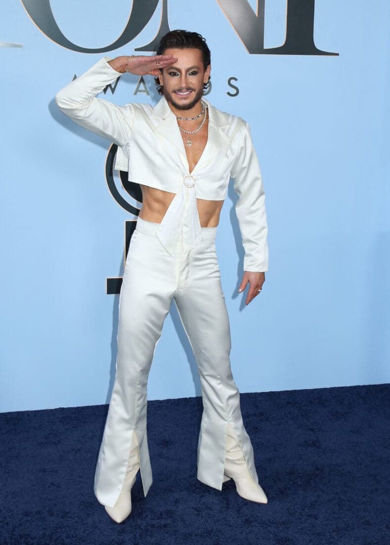 Frankie Grande posing in white 