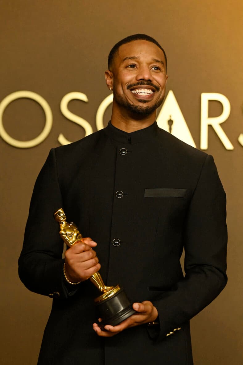 Michael B. Jordan displays his Oscar