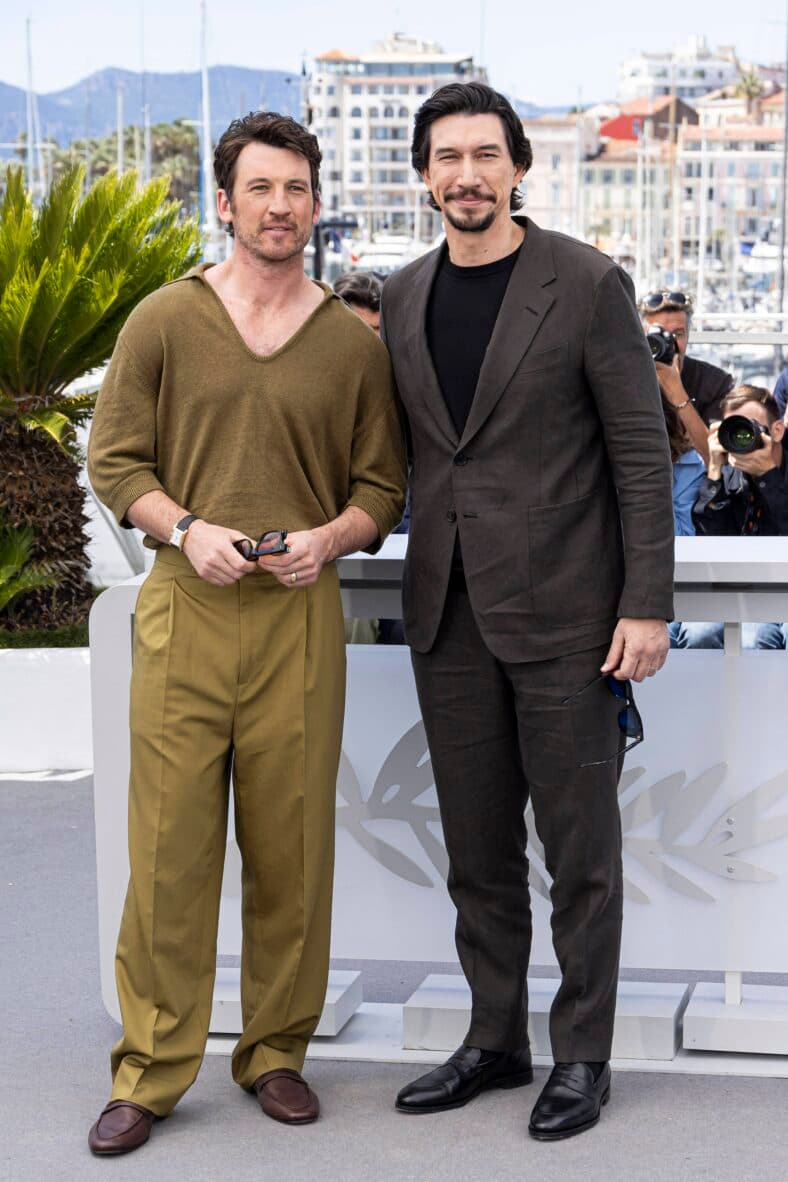Adam Driver and Miles Teller at the 'Paper Tiger' photocall at the 79th Cannes Film Festival