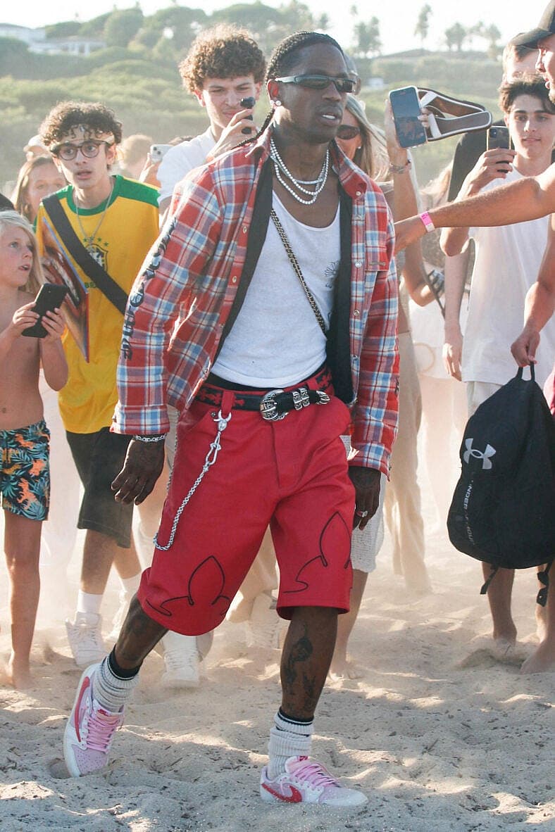 Travis Scott leaving Verde Beach in Saint Tropez