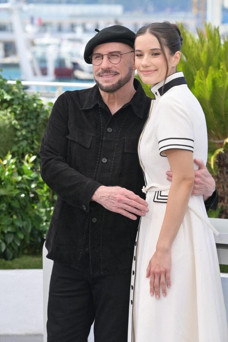 John Travolta and his daughter Ella Bleu Travolta at the Propeller One Way Night Coach Photocall at 79th Festival de Cannes - Cannes, France