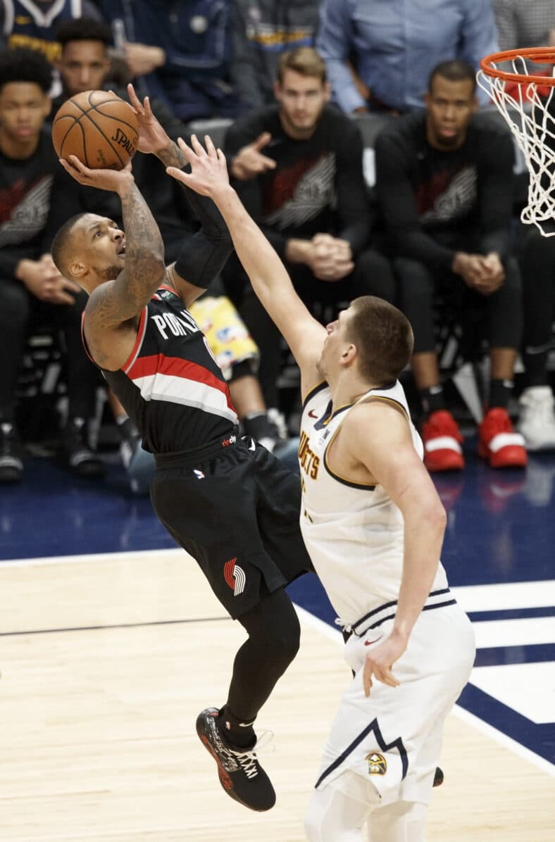 Damian Lillard during NBA Playoffs 2019 - Nuggets beat the Trail Blazers 124-98