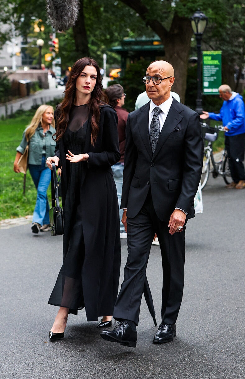 Anne Hathaway and Stanley Tucci