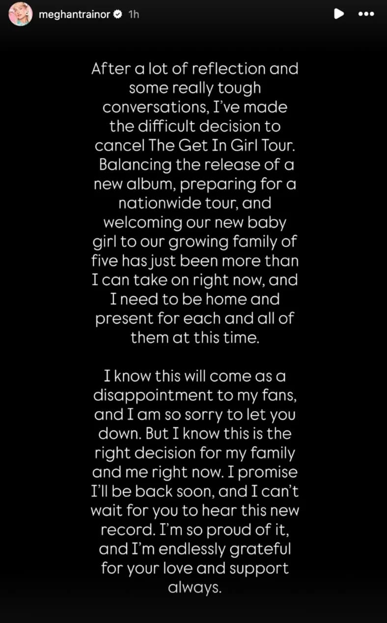 Meghan Trainor cancels tour