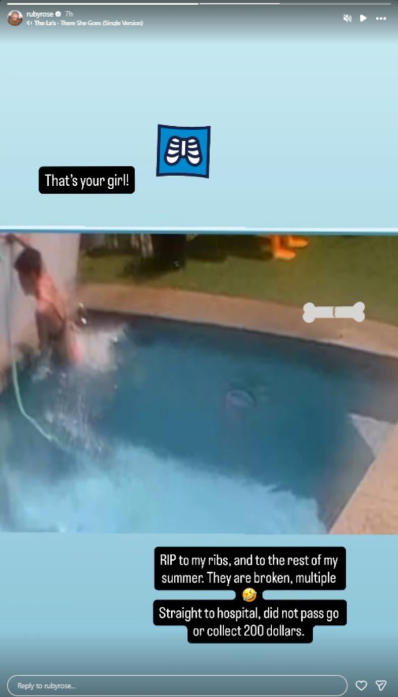 Ruby Rose pool accident