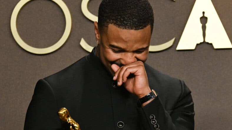 Michael B Jordan with his Oscar Award