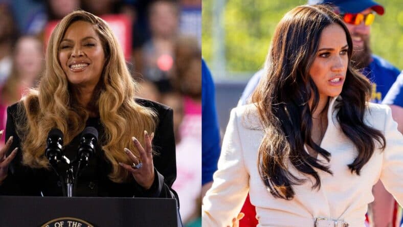 Photo collage of Meghan Markle, Beyoncé.