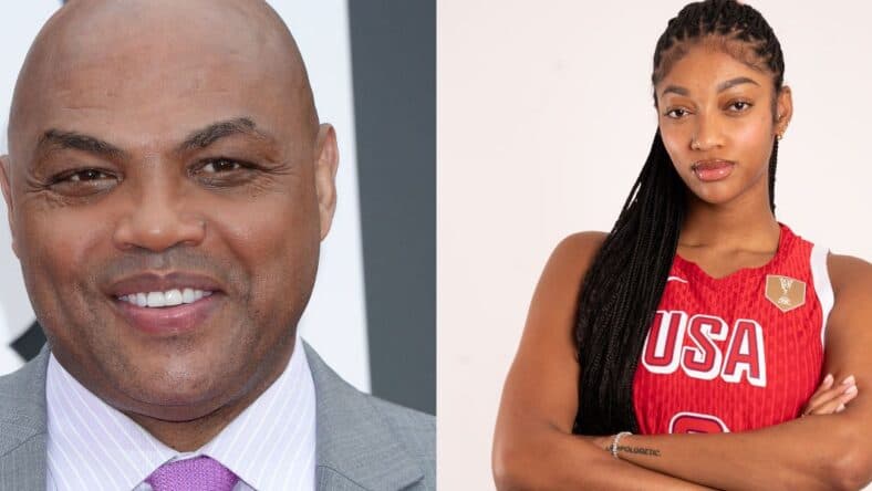 Photo collage of Charles Barkley, Angel Reese