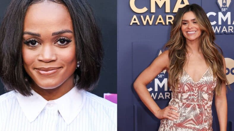 Photo collage of Taylor Frankie Paul and Rachel Lindsay.