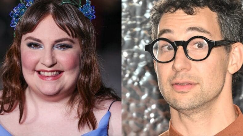 Collage of Lena Dunham and Jack Antonoff