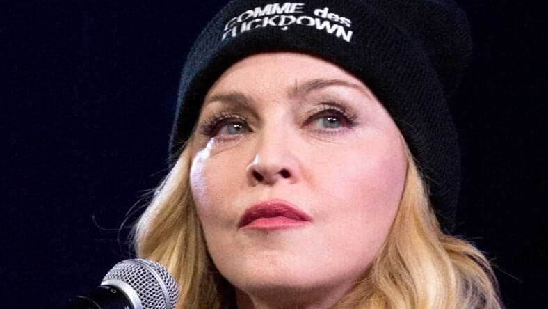 Madonna wearing a beanie