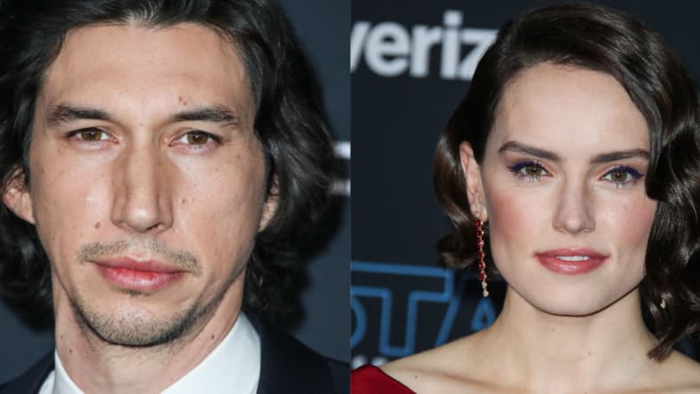 Daisy Ridley and Adam Driver at the Rise of Skywalker premiere