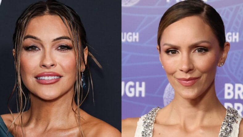 A photo collage of Chrishell Stause and Katharine McPhee