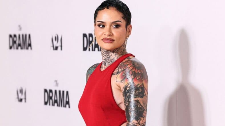 Kehlani in a red dress
