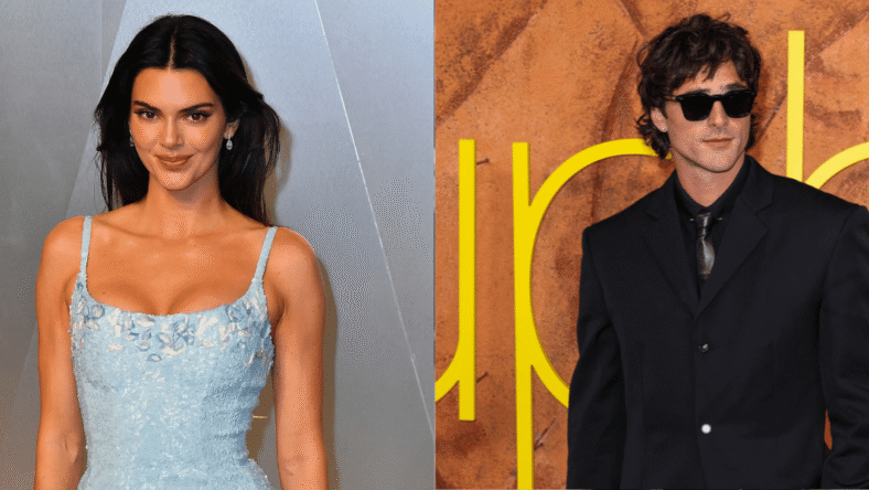 A photo collage of Kendall Jenner And Jacob Elordi