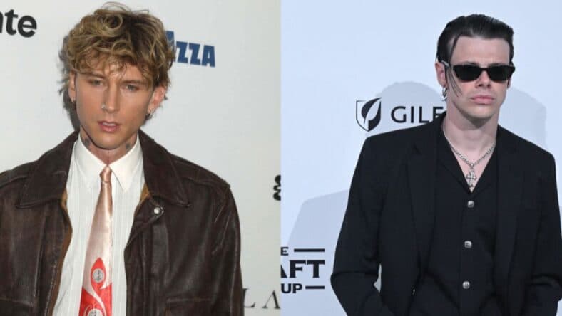 A photo collage of Machine Gun Kelly and Yungblud-