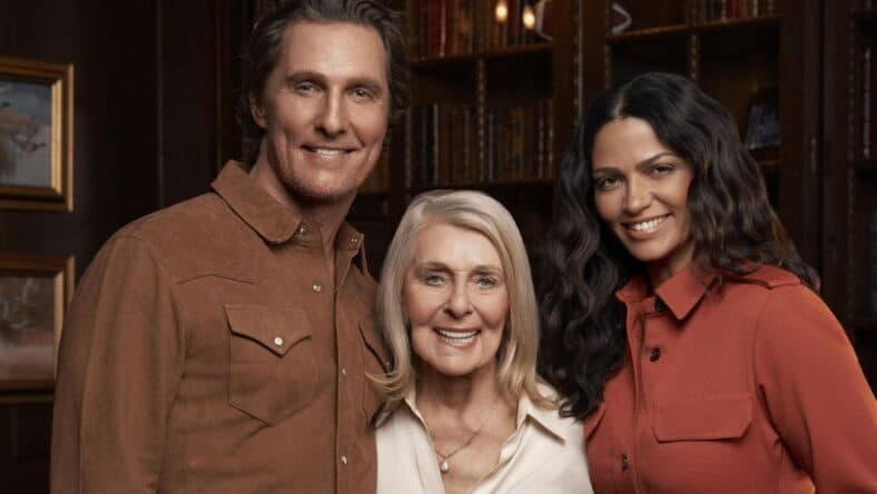 Matthew McConaughey, his mom, and Camila Alves McConaughey,
