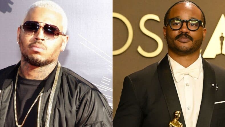 A side-by-side collage of Chris Brown and Ryan Coogler