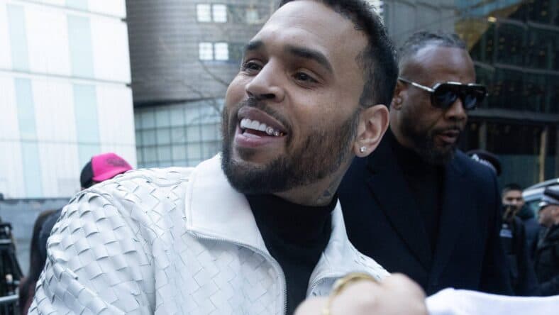 Chris Brown outside the courthouse in January 2026.