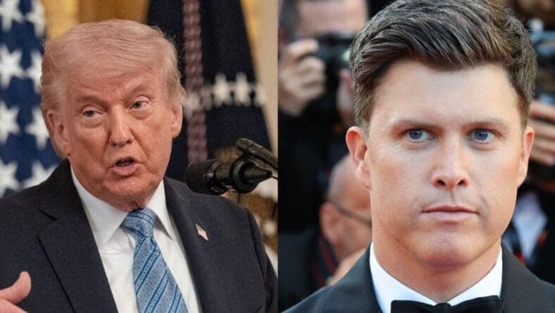 Donald Trump (left) Colin Jost (right)