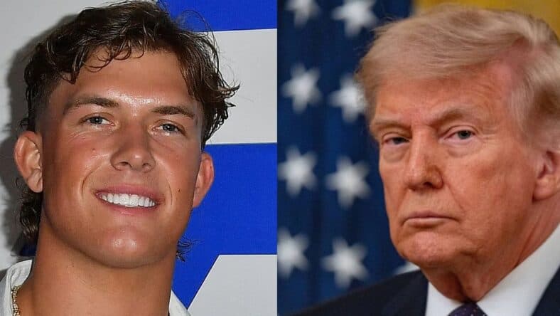 Jaxson Dart (left) Donald Trump (right)