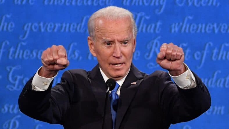 Joe Biden gestures during the 2020 Presidential Debate