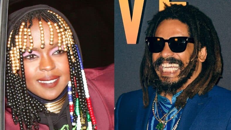 A side-by-side collage of Lauryn Hill and Rohan Marley