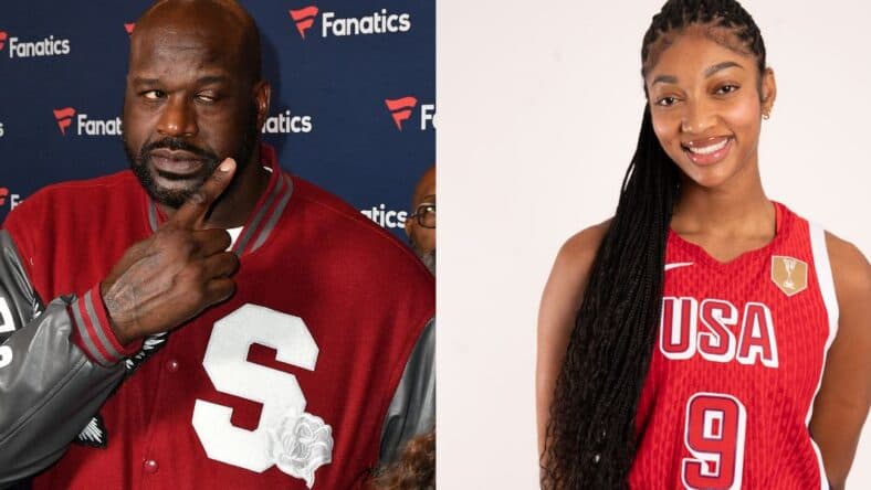 Shaquille O'Neal and Angel Reese.