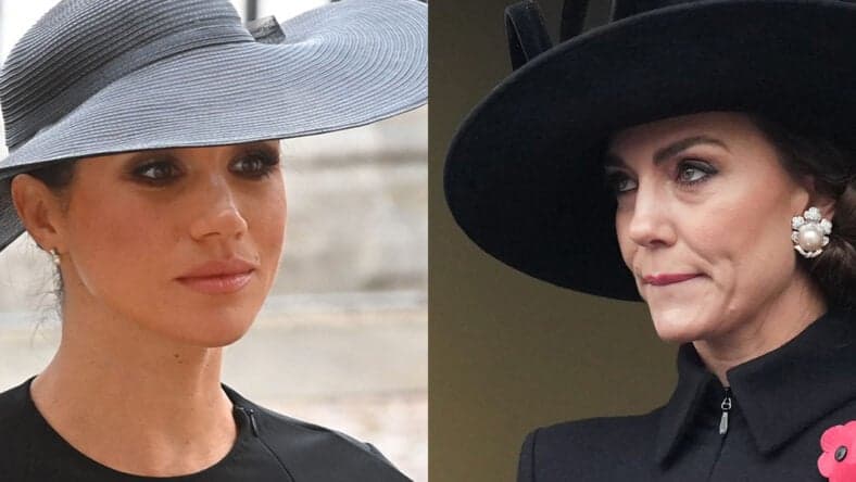 A photo collage of Meghan Markle and Kate Middleton