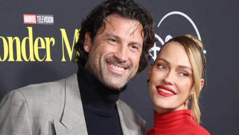 Peta Murgatroyd and Maksim Chmerkovskiy attend the Launch Event Of Marvel Television's Wonder Man