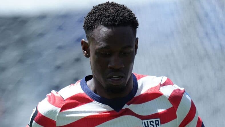 Folarin Balogun playing against Australia