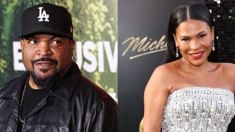 Photo collage of Nia Long and Ice Cube.