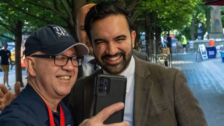 Zohran Mamdani takes a selfie