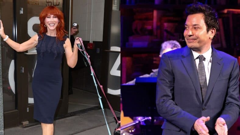 Kathy Griffin side by side with Jimmy Fallon