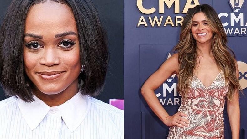 Photo collage of Taylor Frankie Paul and Rachel Lindsay.