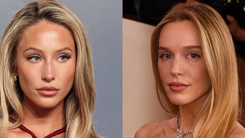 A photo collage of Alix Earle and Alex Cooper