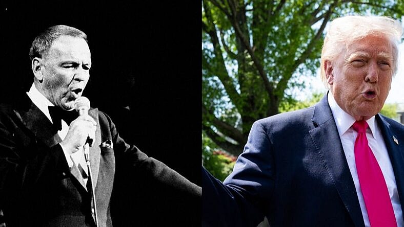 A photo collage of Frank Sinatra and Donald Trump