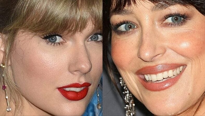 Taylor Swift and Dakota Johnson collage