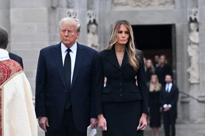 Donald Trump and Melania Trump at Bethesda-by-the-Sea Church in Palm Beach, FL